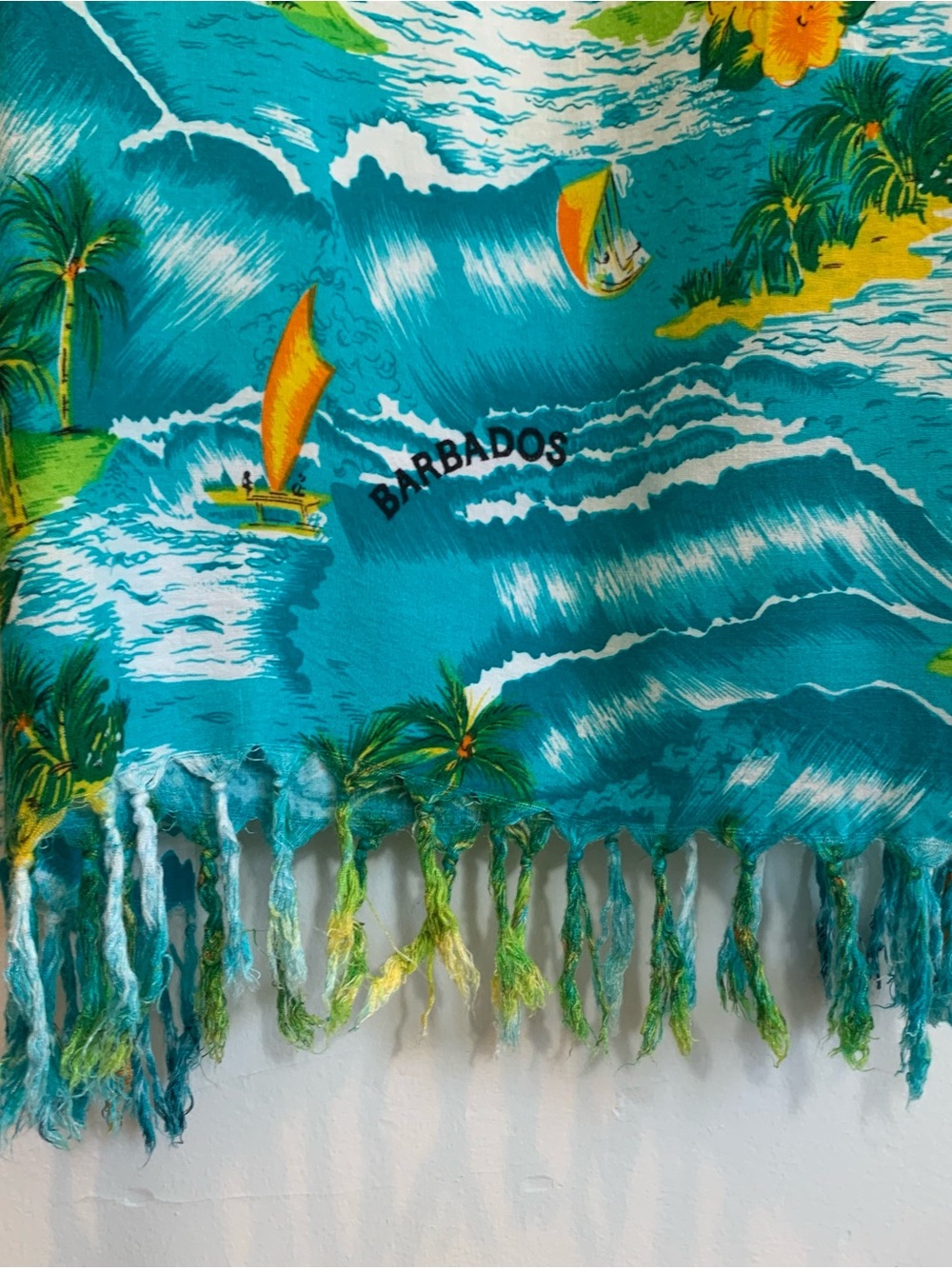 Hawaiian Dress Fringe Hem Large - Picture 6 of 8